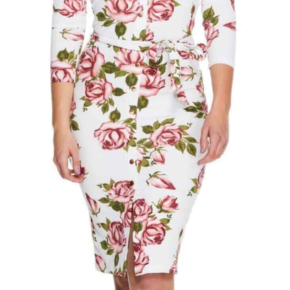New GUESS Women's Eisley Floral Long-Sleeve Dress - Picture 3 of 10